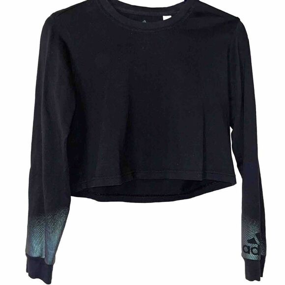 Adidas‎ Cotton Graphic-Sleeve Cropped Top Holiday Shine Size S Women - Picture 1 of 7